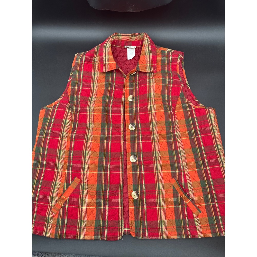 Vintage Company Collection Womens Vest 1X Plaid Quilted Autumn Fall‎